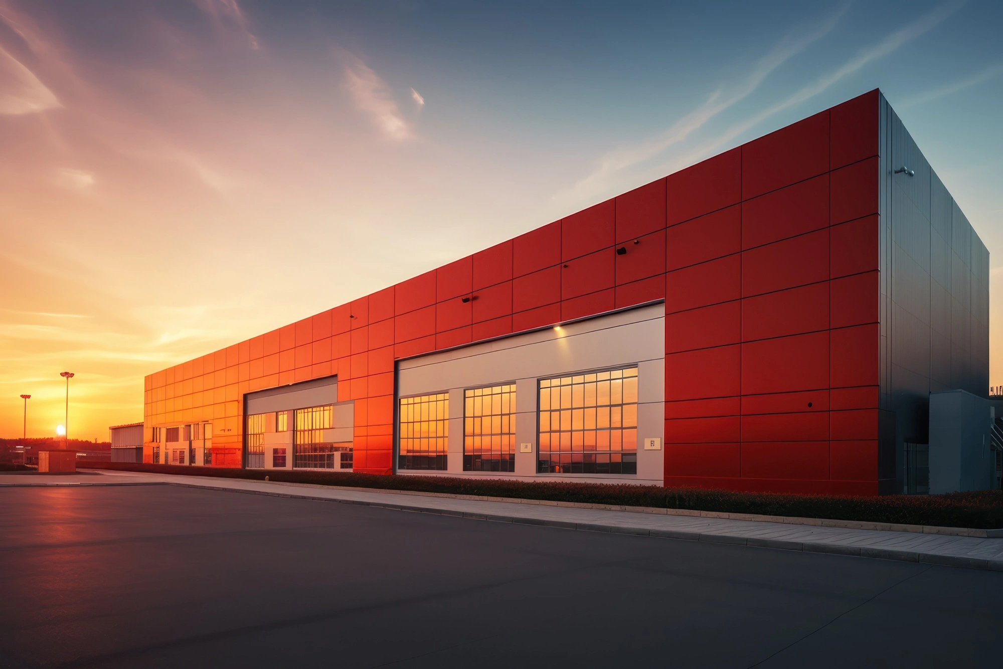 modern-warehouse-bathed-glow-setting-sun